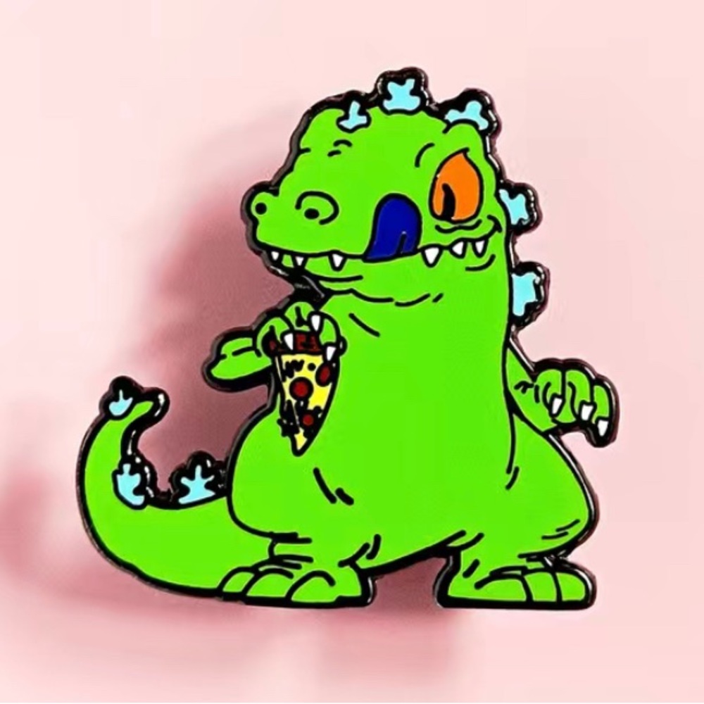 Nickelodeon- Rugrats Reptar eating pizza Enamel Pin - NWT - measurements in pic